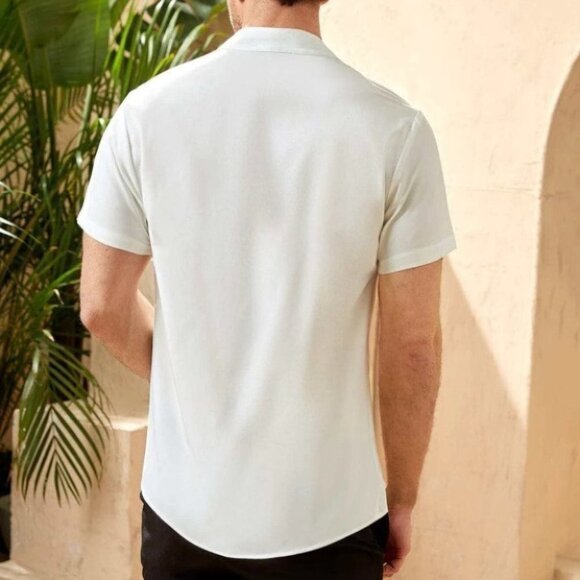 White Casual Men's Argyle Pattern Shirt - Picture 2 of 6